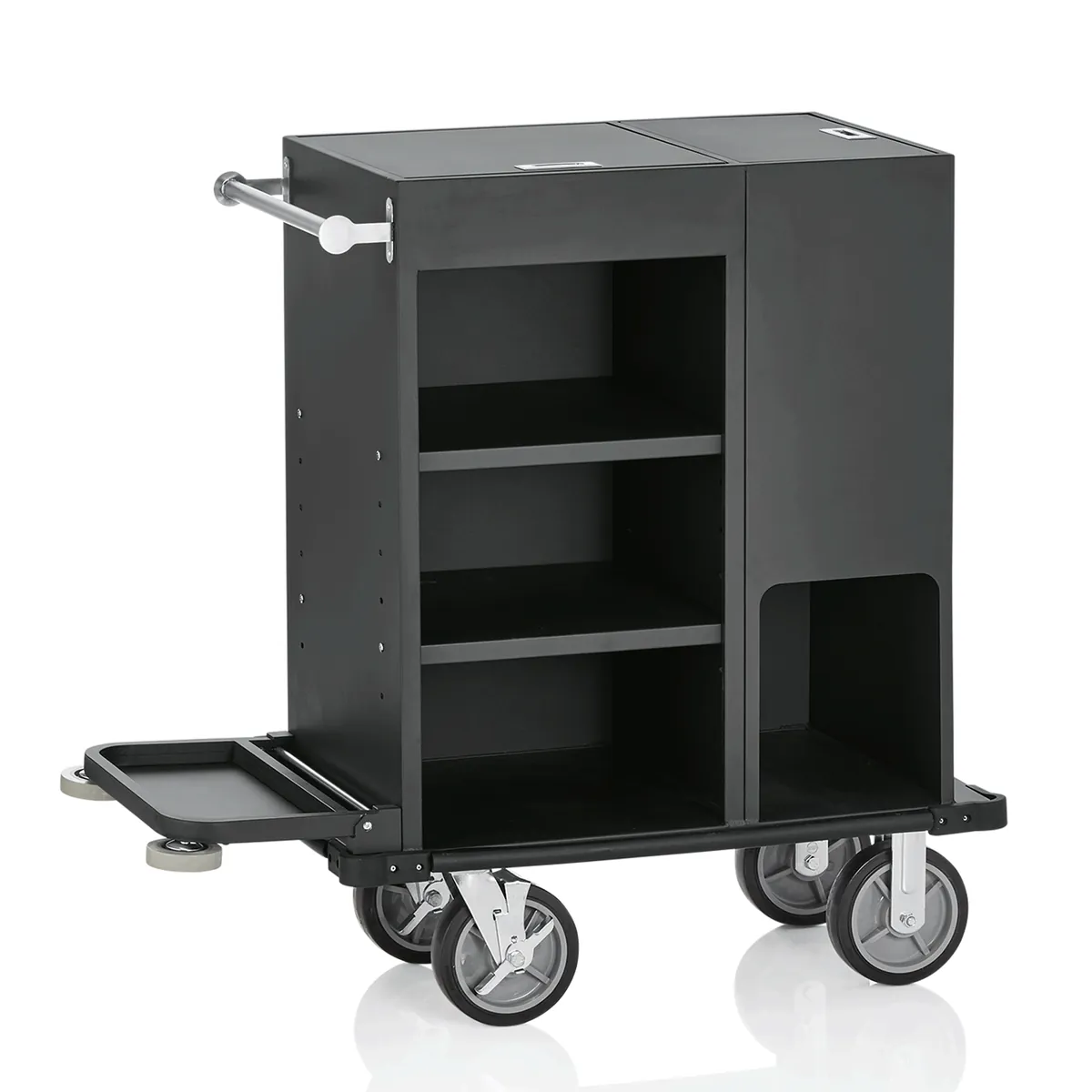 Zimmerservicewagen, 93 x 50 x 117 cm, schwarz, Aluminium, Pulverbeschichtet