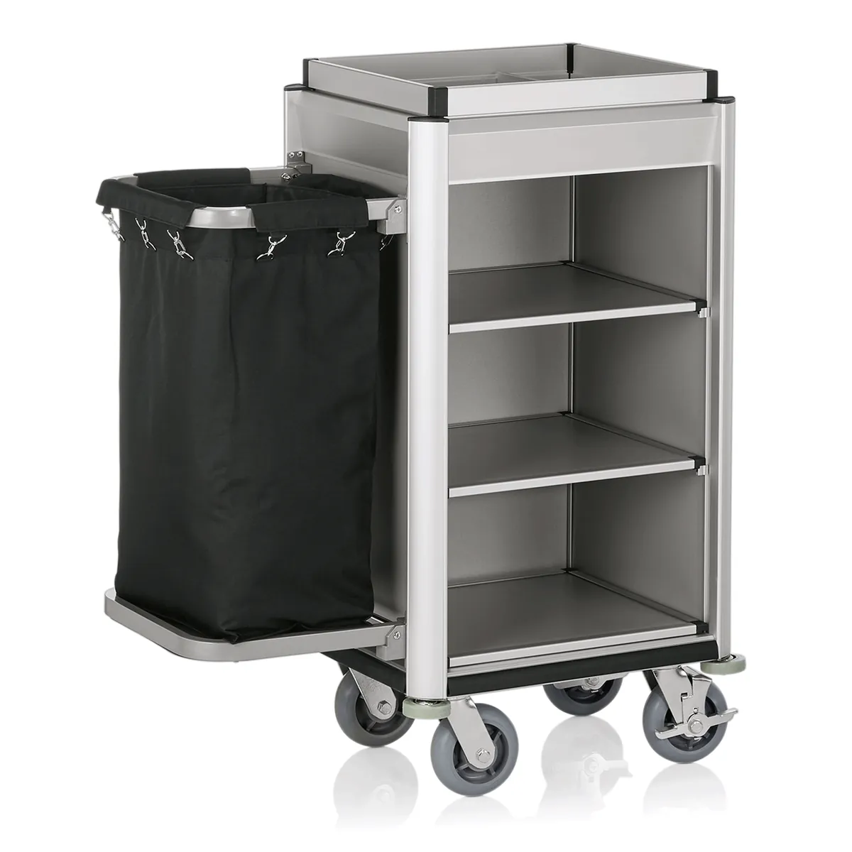 Zimmerservicewagen Isabella, 95 x 55 x 116 cm, helle Kanten, Aluminium, MDF