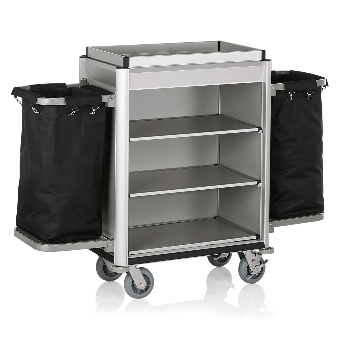 Zimmerservicewagen Isabella, 155 x 55 x 116 cm, helle Kanten, Aluminium, MDF