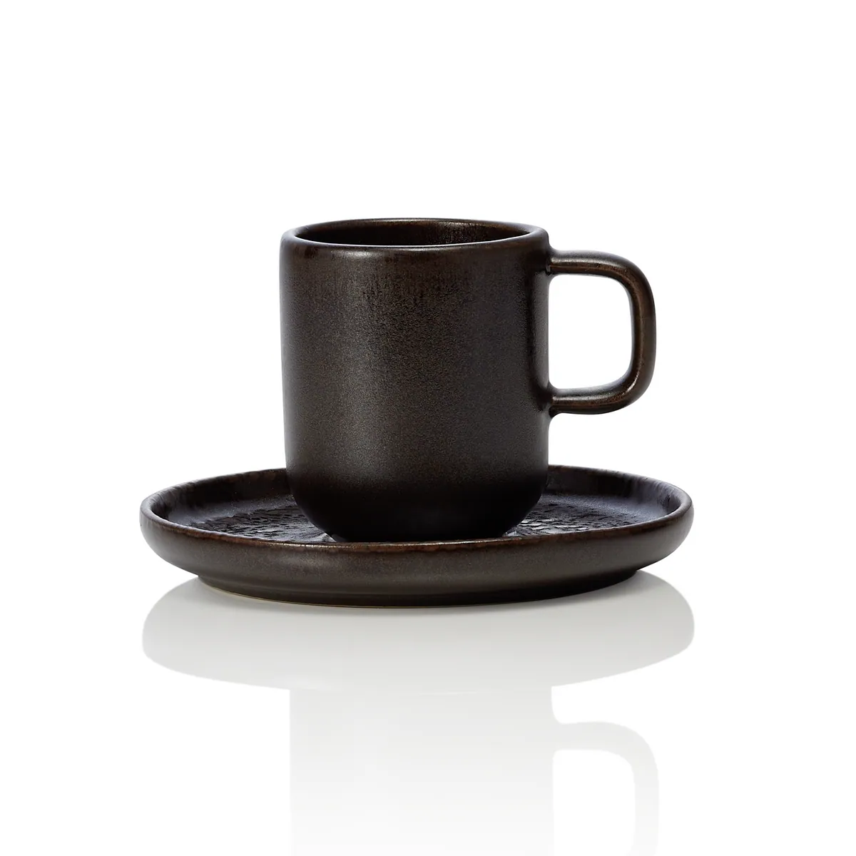 Espresso- und Untertasse 6er-Set ROCKZZERO, 90 ml, one metallic brown, Steinzeug