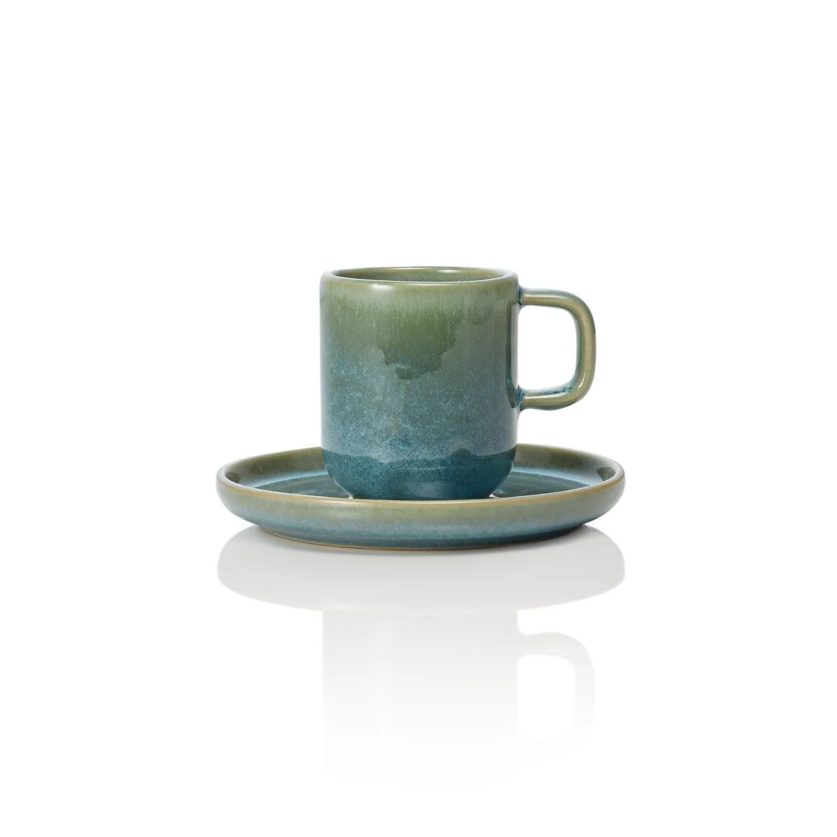 Espresso- und Untertasse 6er-Set ROCKZZERO ONE MYRTLE GREEN, 90 ml., myrtle green, Steinzeug