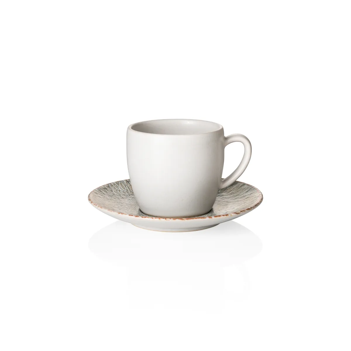 Ober- und Untertasse Set ROCKZZERO, 220 ml, coupe iris, Steinzeug