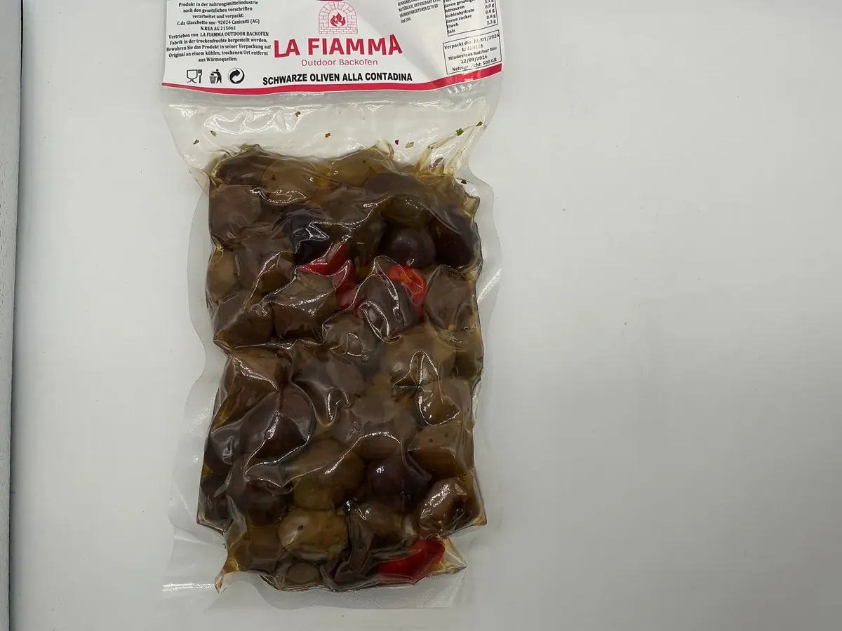 Antipasti schwarze Oliven Alla Contadina 500gr