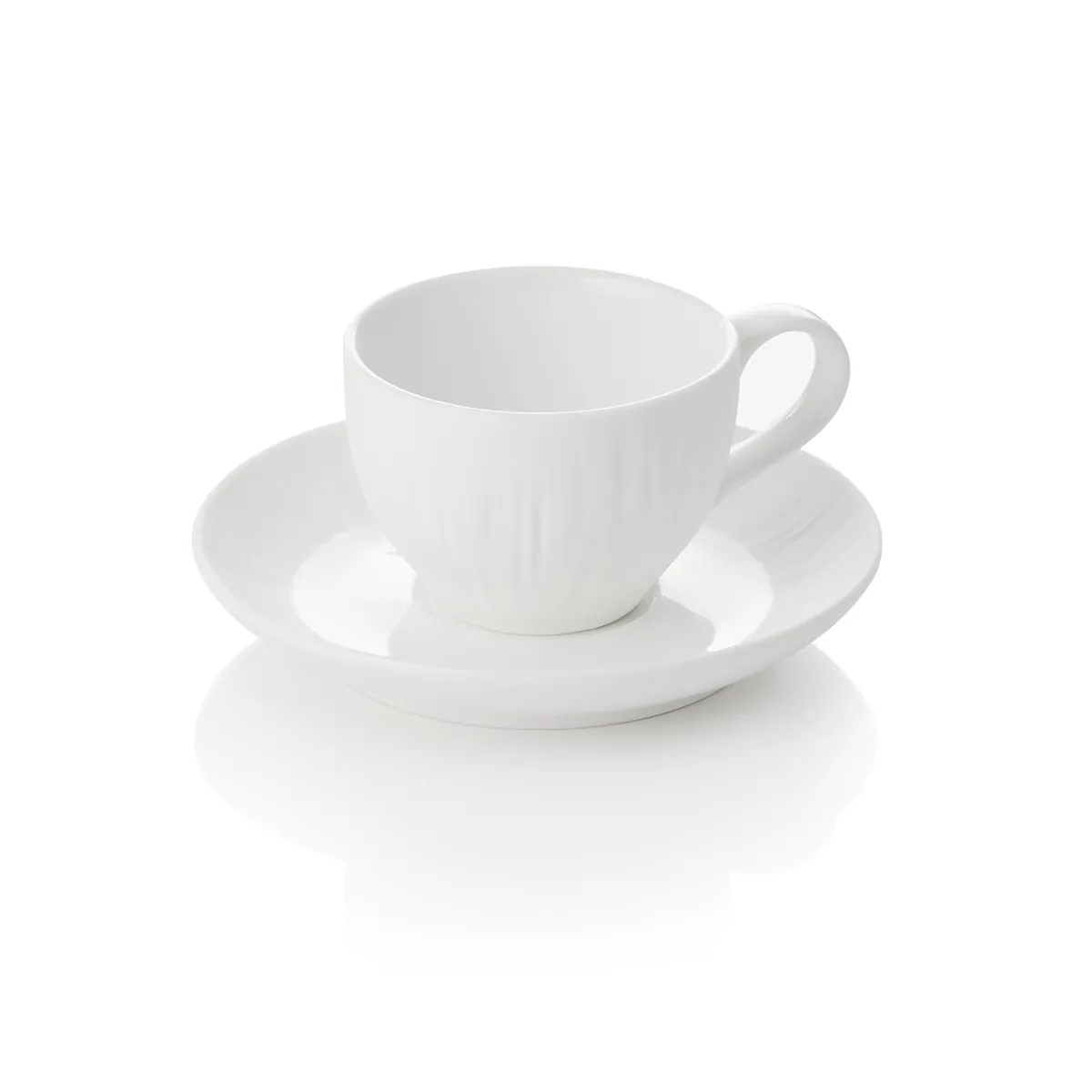 Espresso- und Untertasse 4er-Set MAYA SHIRO, 80 ml, weiß, Porzellan