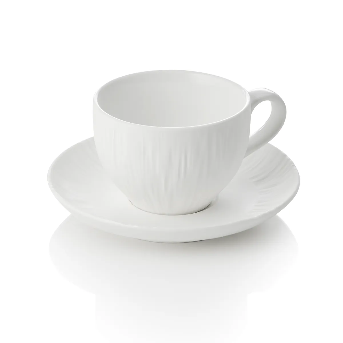 Cappuccino- und Untertasse 6er-Set MAYA SHIRO, 200 ml, weiß, Porzellan