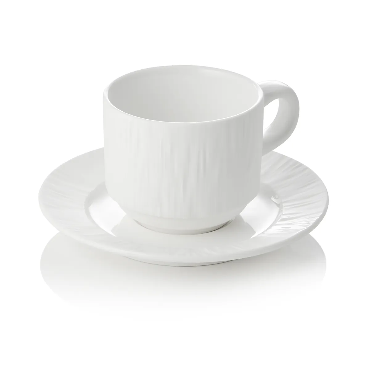 Obertasse mit Untertasse 6er-Set MAYA SHIRO, 240 ml, weiß, Porzellan