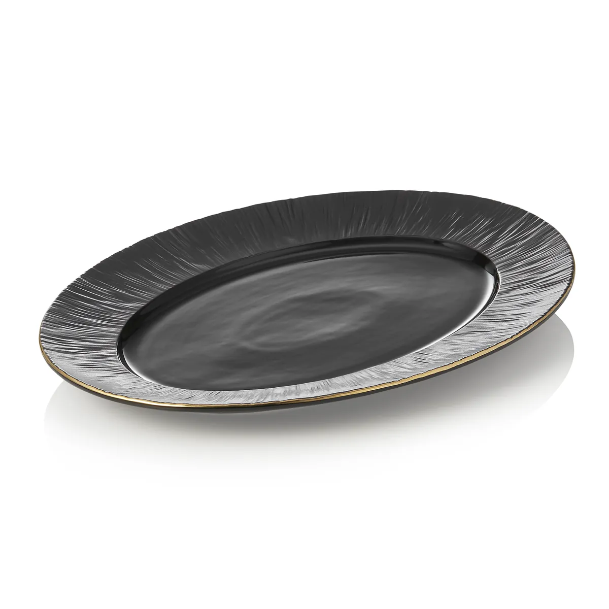 Platte Set MAYA KURO, 33 x 24,5 cm, schwarz, Porzellan