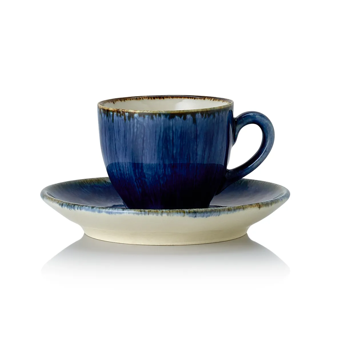 Espresso- und Untertasse 6er-Set VIDA DARK OCEAN, 90 ml, dark ocean, Porzellan