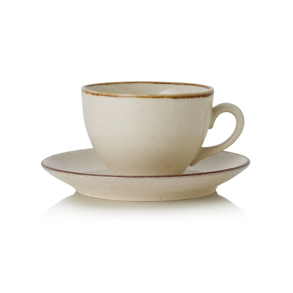 Ober- und Untertasse 6er-Set SMILLA SAND, 220 ml, sand, Porzellan