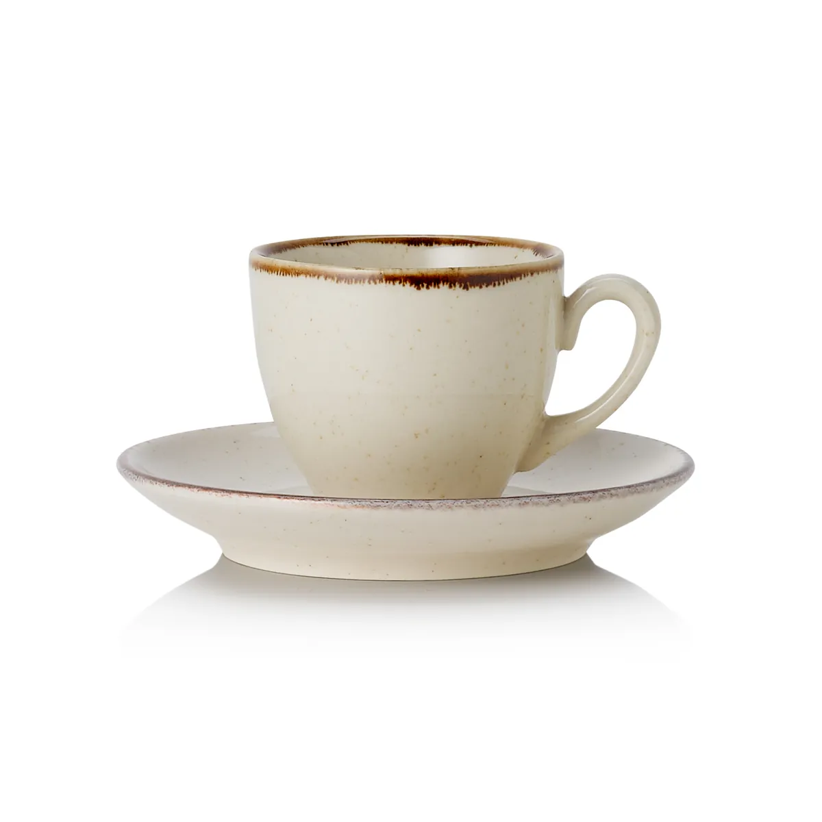 Espresso- und Untertasse 6er-Set SMILLA SAND, 90 ml, sand, Porzellan