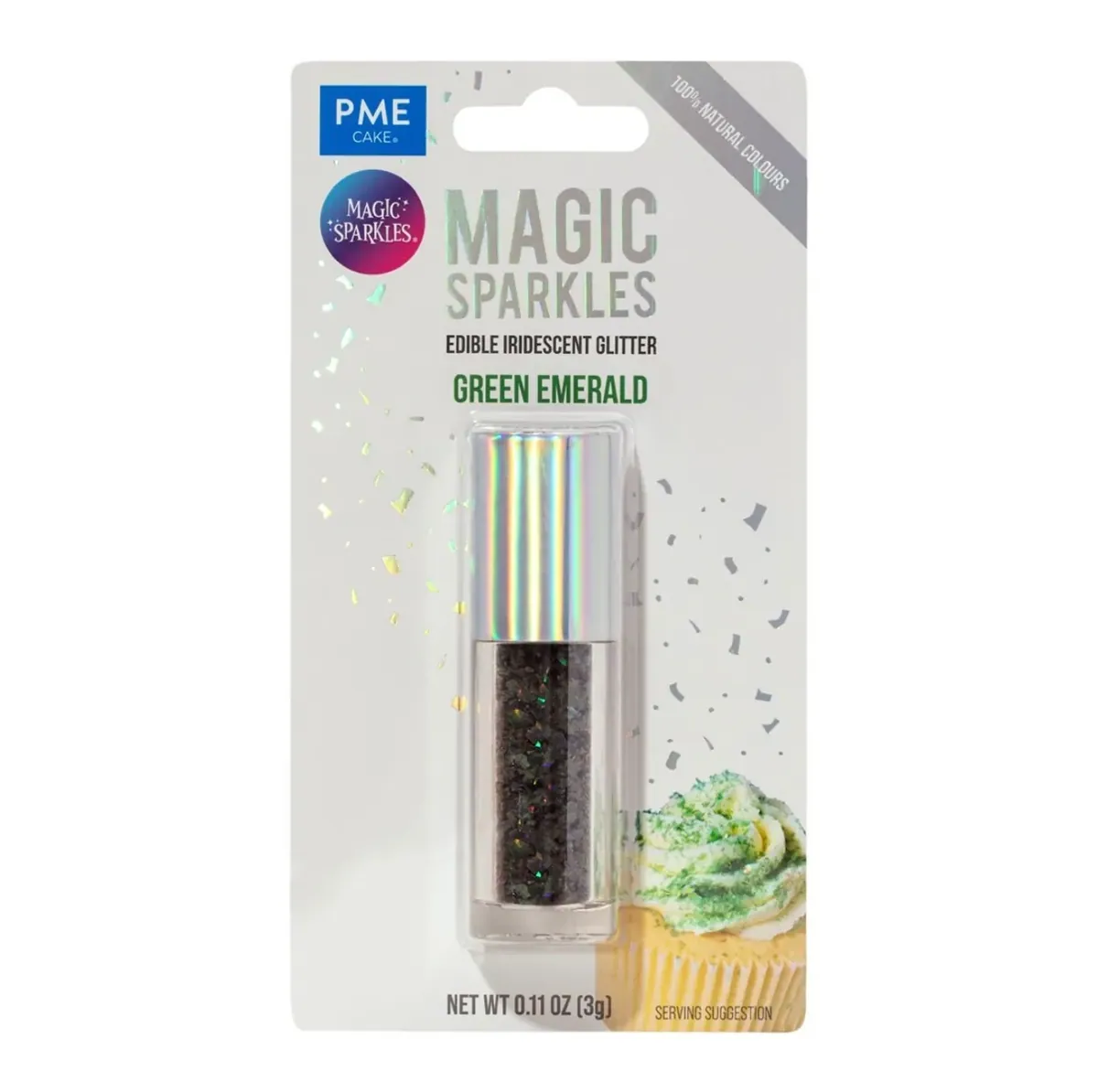 Magic Sparkles essbare irisierende Glitter Flakes / Green Emerald 3 g