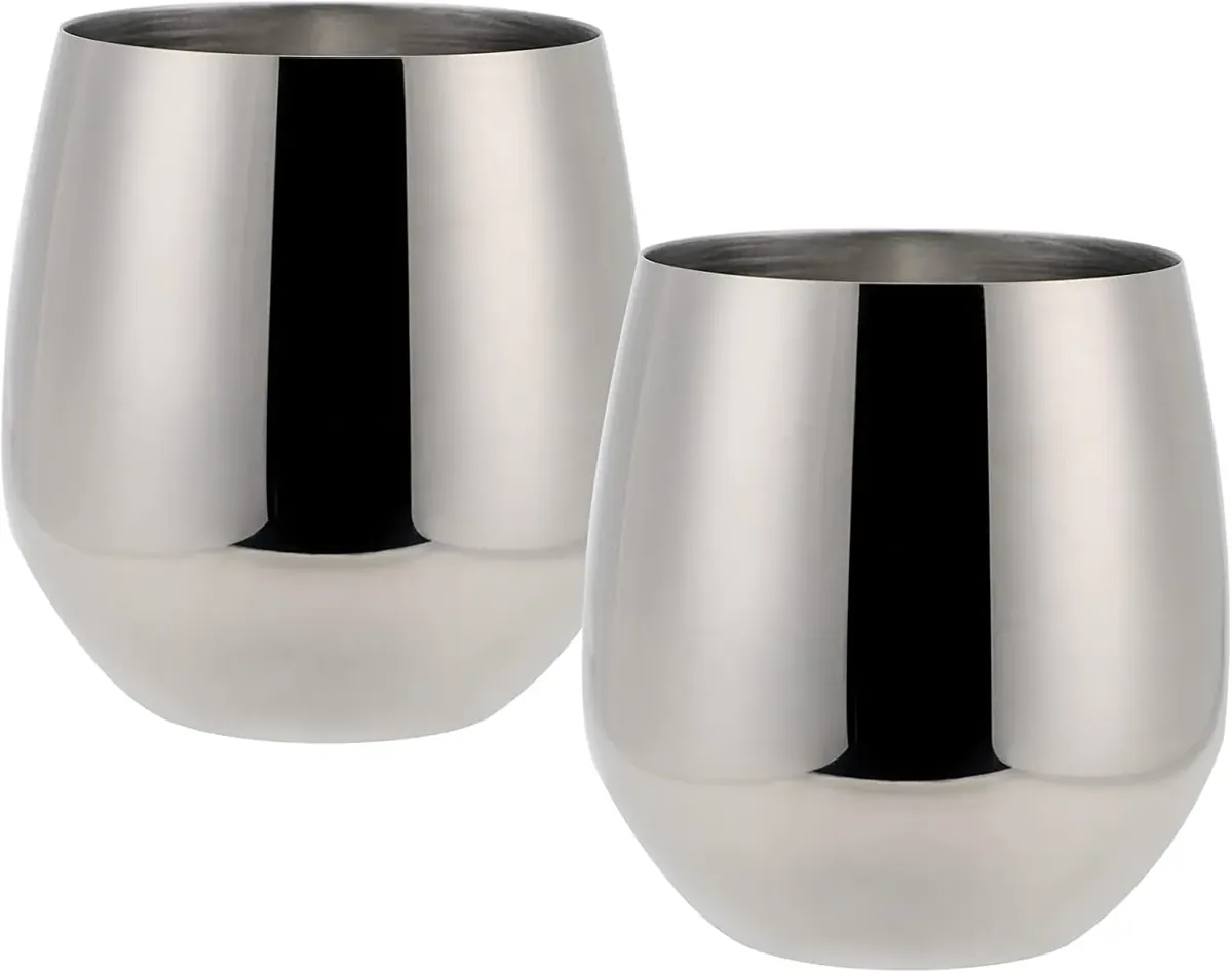 Weingläser Set, 2-tlg, 500 ml, Rotweingläser, Trinkbecher aus Edelstahl, Unzerbrechliche Trinkgläser
