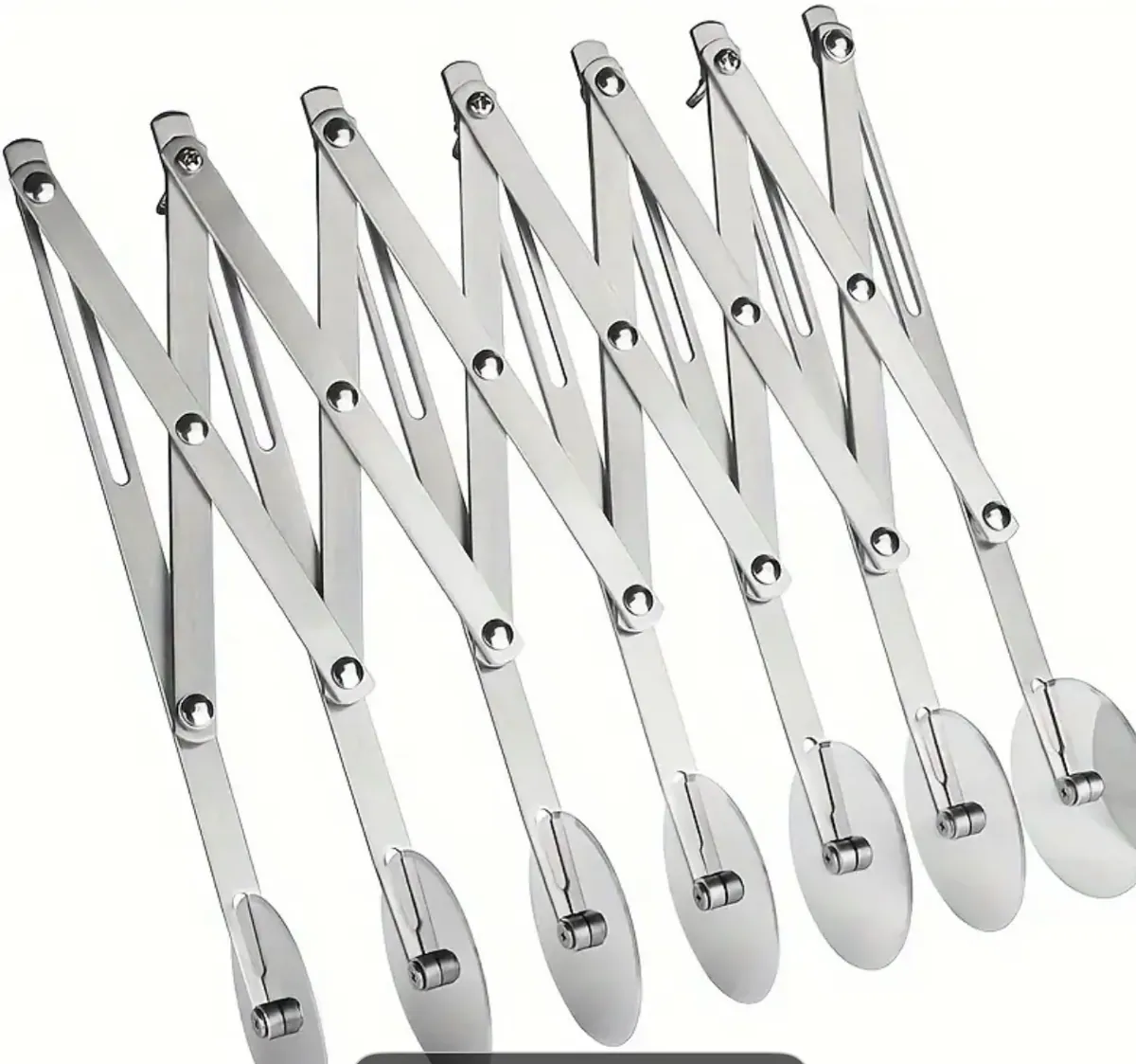 Mehrfach-Teigschneider aus Edelstahl-7 Rollen, ausziehbar bis 70cm