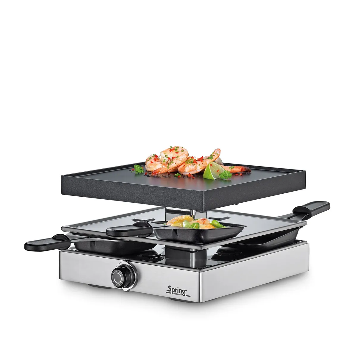 Raclette mit Alugrillplatte silber