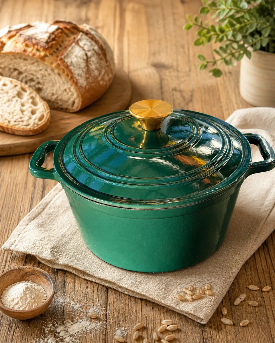 Emaillierter Gusseisen Topf – Perfekt zum Brotbacken