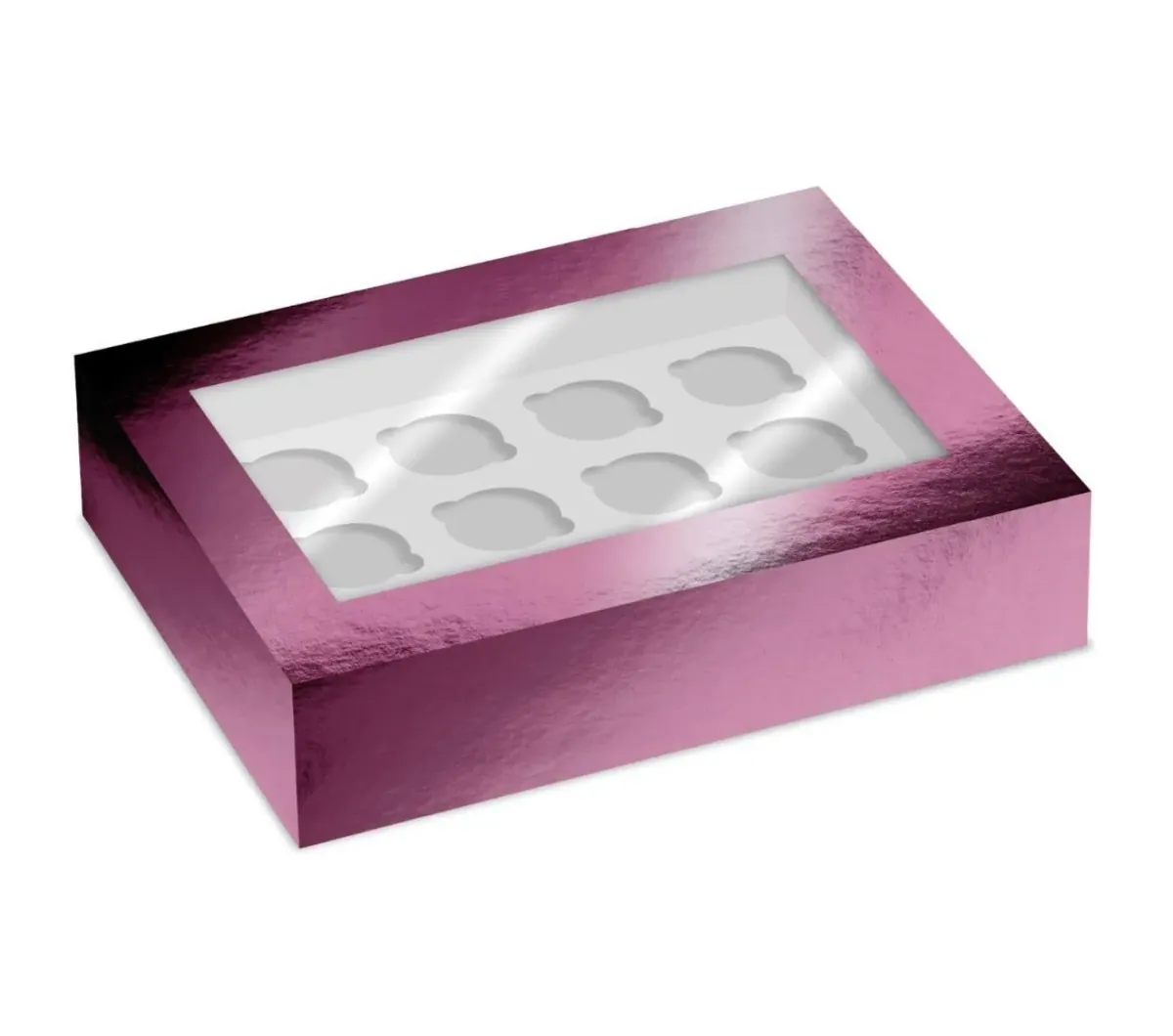 Simply Making 12er Cupcake Box metallic pink mit Fenster 2 Stk