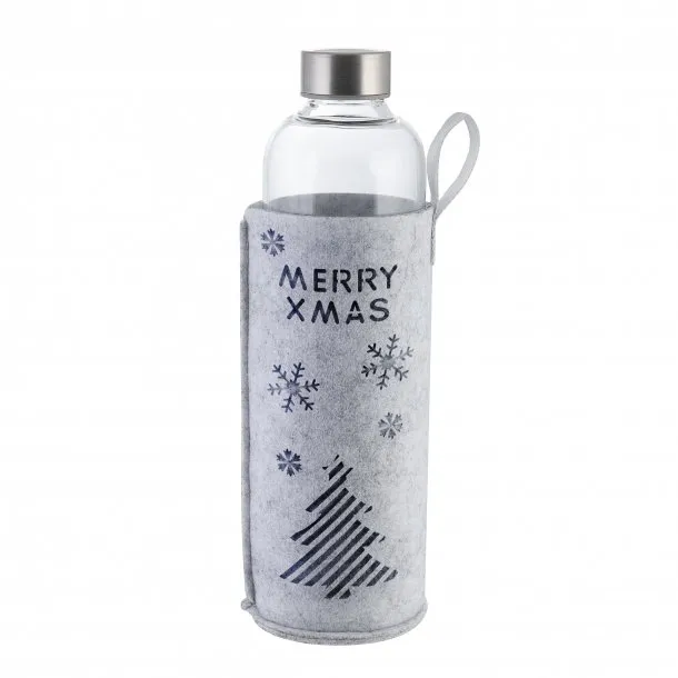 Trinkflasche aus Glas mit Filzhülle Xmas-Design 1,0 L