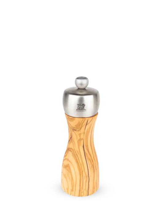Fidji Pfeffermühle aus Olivenholz und Edelstahl 15 cm