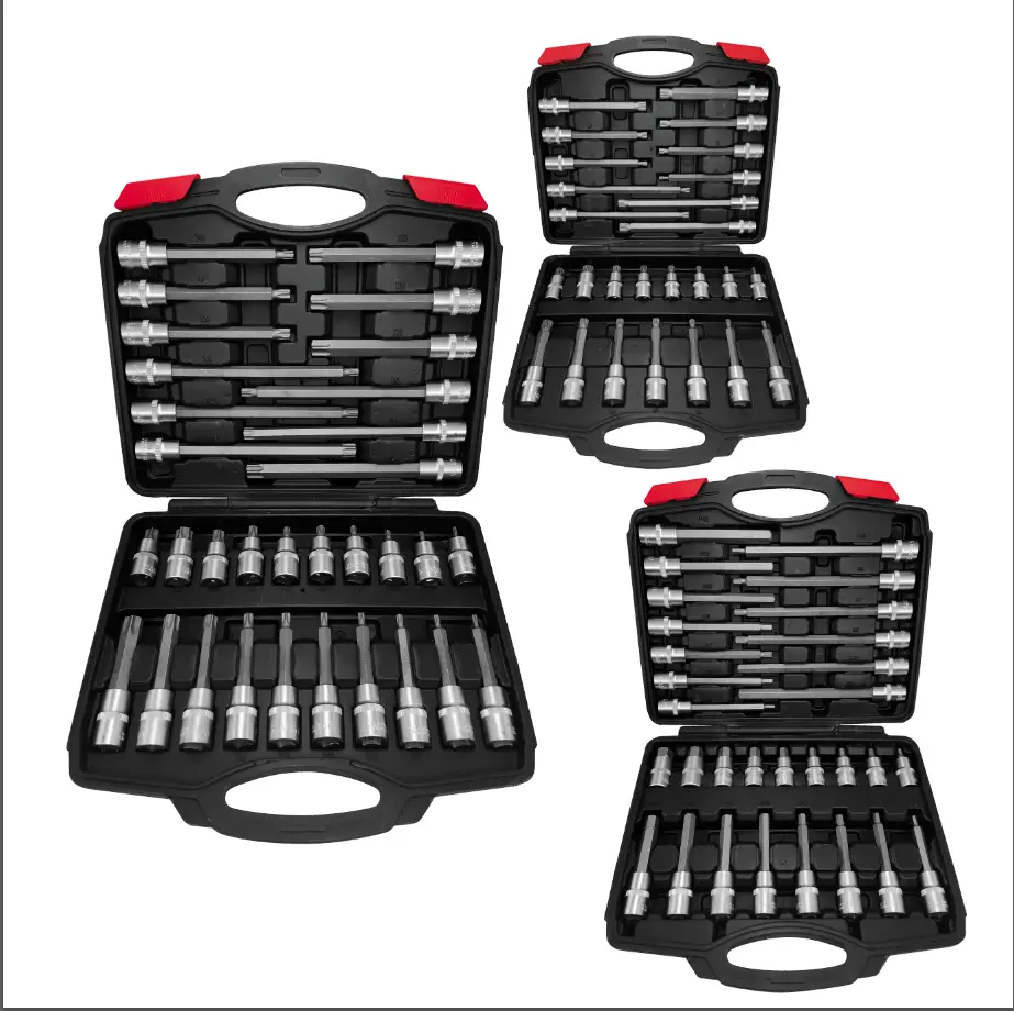 Steckschlüssel-Satz 1/2 Zoll mit Innen Torx Nüssen & Bits – 3-teiliges Set in robusten Boxen für Werkstatt & Heimwerker