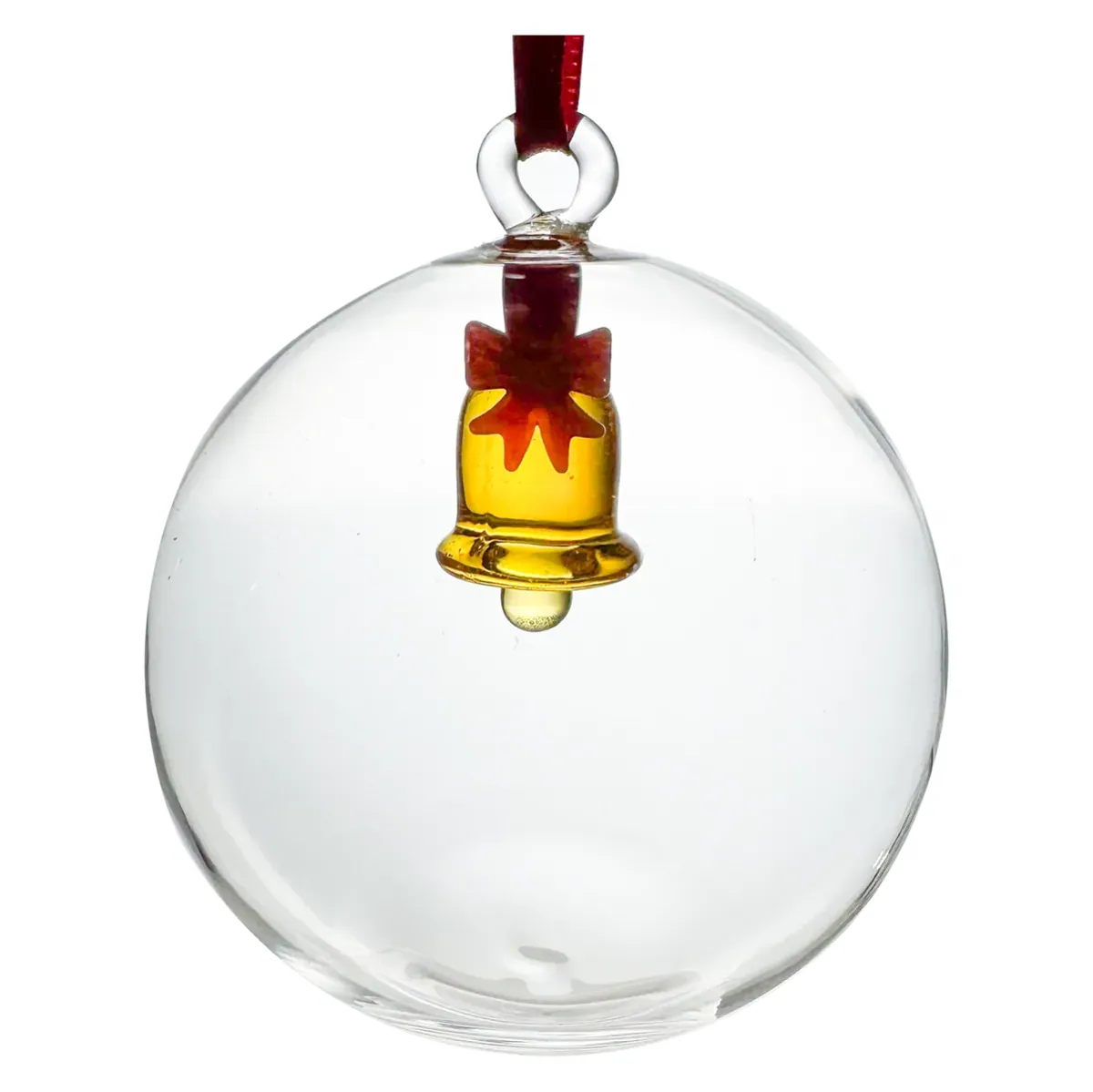 -Paul Nagel- Weihnachtskugel Glas mit Glocke, 8cm