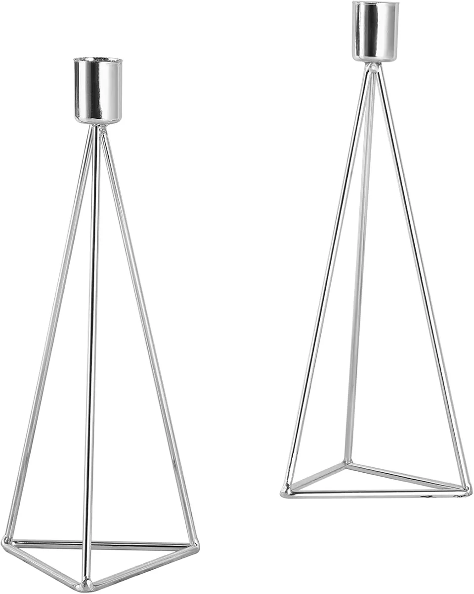 2-teiliges Teelicht-/ Kerzenhalter Set "Modern Big", Geometrisches Design, Votiv Kerzenhalter, 9,5 x 9,5 x 24,2 cm