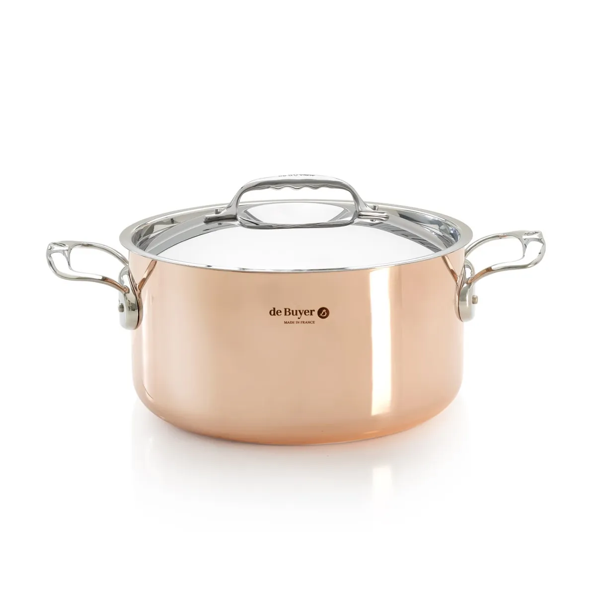 de Buyer Prima Matera massive Kupfer Kochtopf 20cm mit Edelstahl Deckel und Griffen