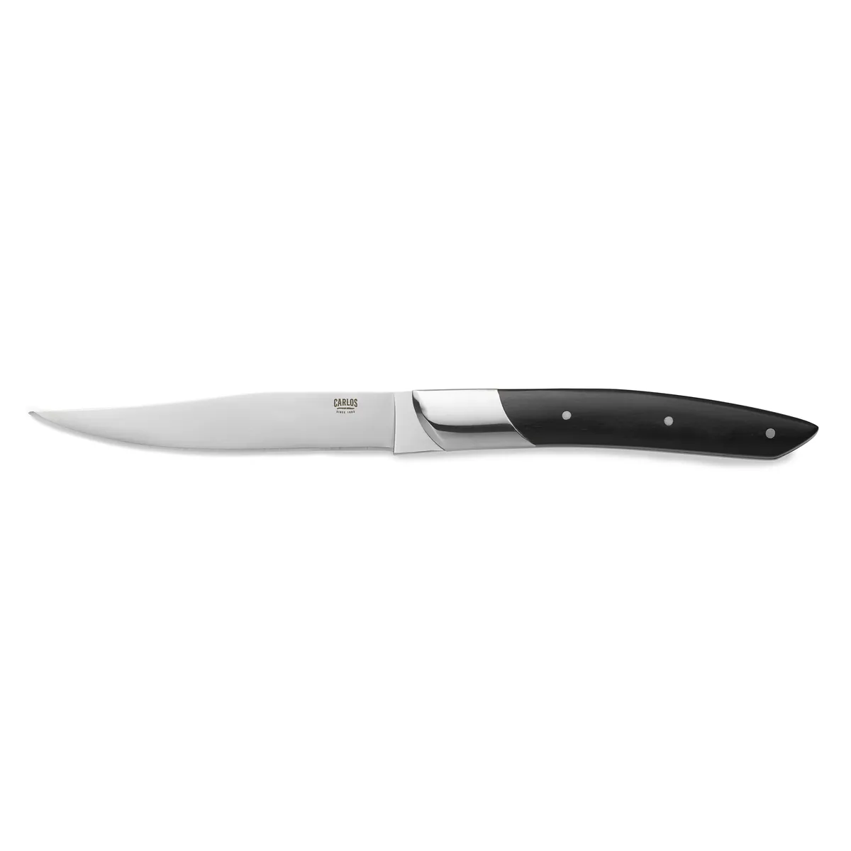 Steakmesser Set CARLOS mit schwarzem Sandelholzgriff, 24 cm, Set á 6 Stück, Klingenstahl 420, Holz
