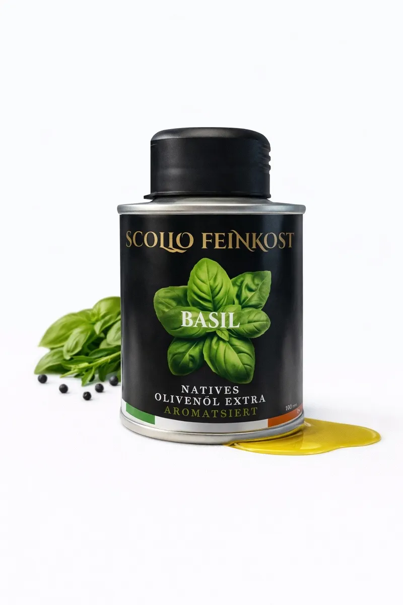 Aromatisiertes Olivenöl 100ml Basilikum