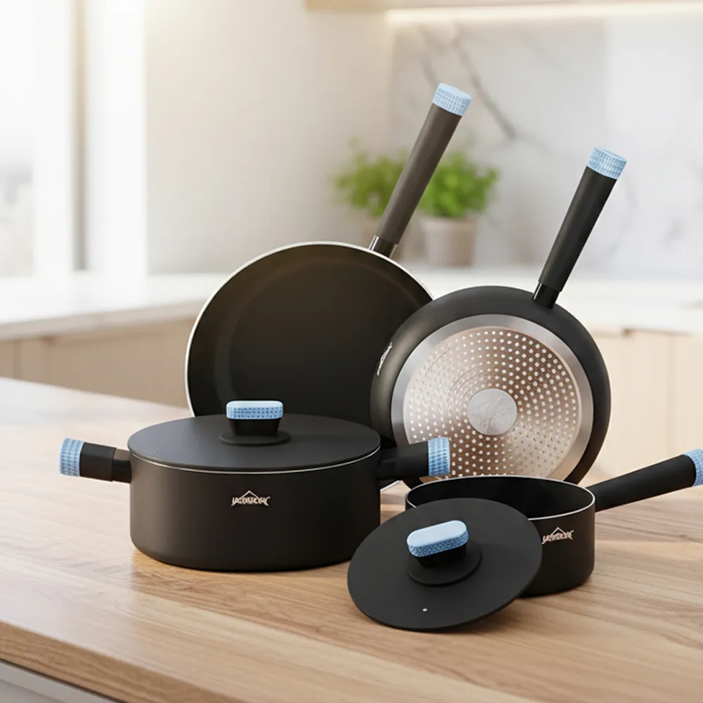 Topfset Homelux Topfset induktion Kochtopf Set 6-teilig Pfannenset mit Deckel Antihaftbeschichtung, für Induktion Kochtopf set Schwarz