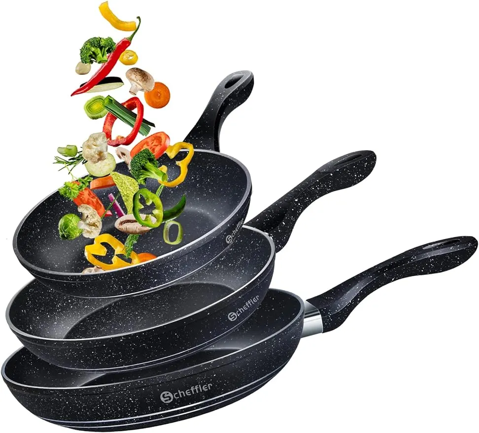 Pfannen-Set Pfanne Ø20/24/28 cm Bratpfanne Antihaftbeschichtung Pfanne Induktion geeignet für alle Herdarten