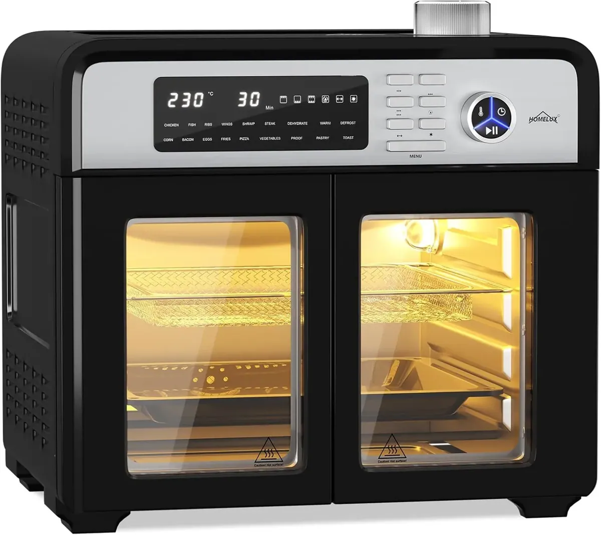 Heißluftfritteuse 28L Minibackofen mit Umluft XXL Grill 1700W Heißluft-Backofen