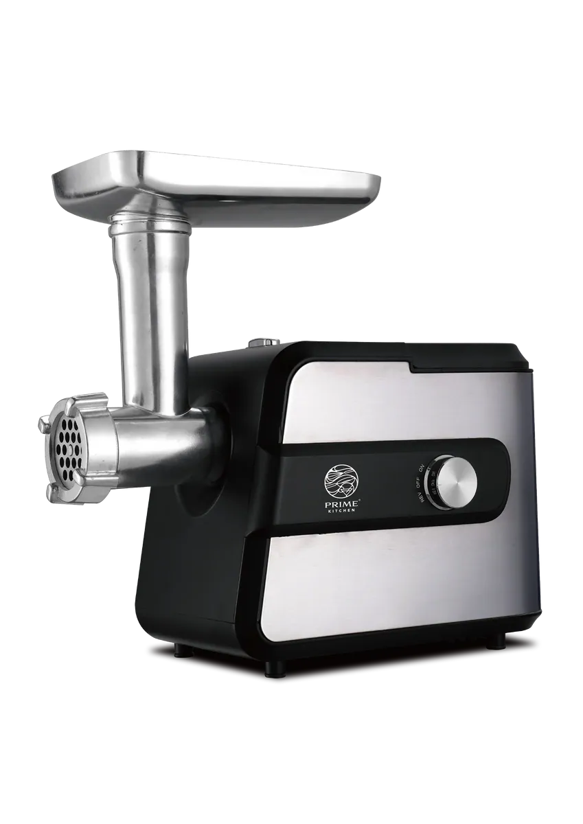 Elektrischer Fleischwolf Prime Kitchen MGY-150 – 1500W Edelstahl mit Rücklauf & Zubehörbox | Profi Fleischmaschine für Hackfleisch, Wurst & Kebbe