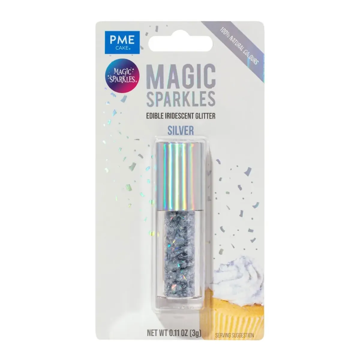 Magic Sparkles essbare irisierende Glitter Flakes / Silber 3 g