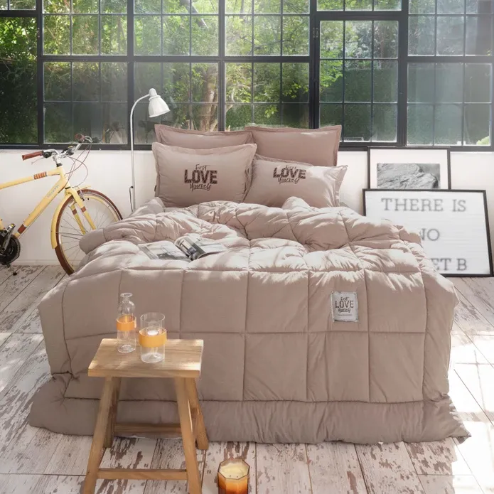 Karaca Home Motto Einzelbett Cotton Comfort Set/Schlafset Beige