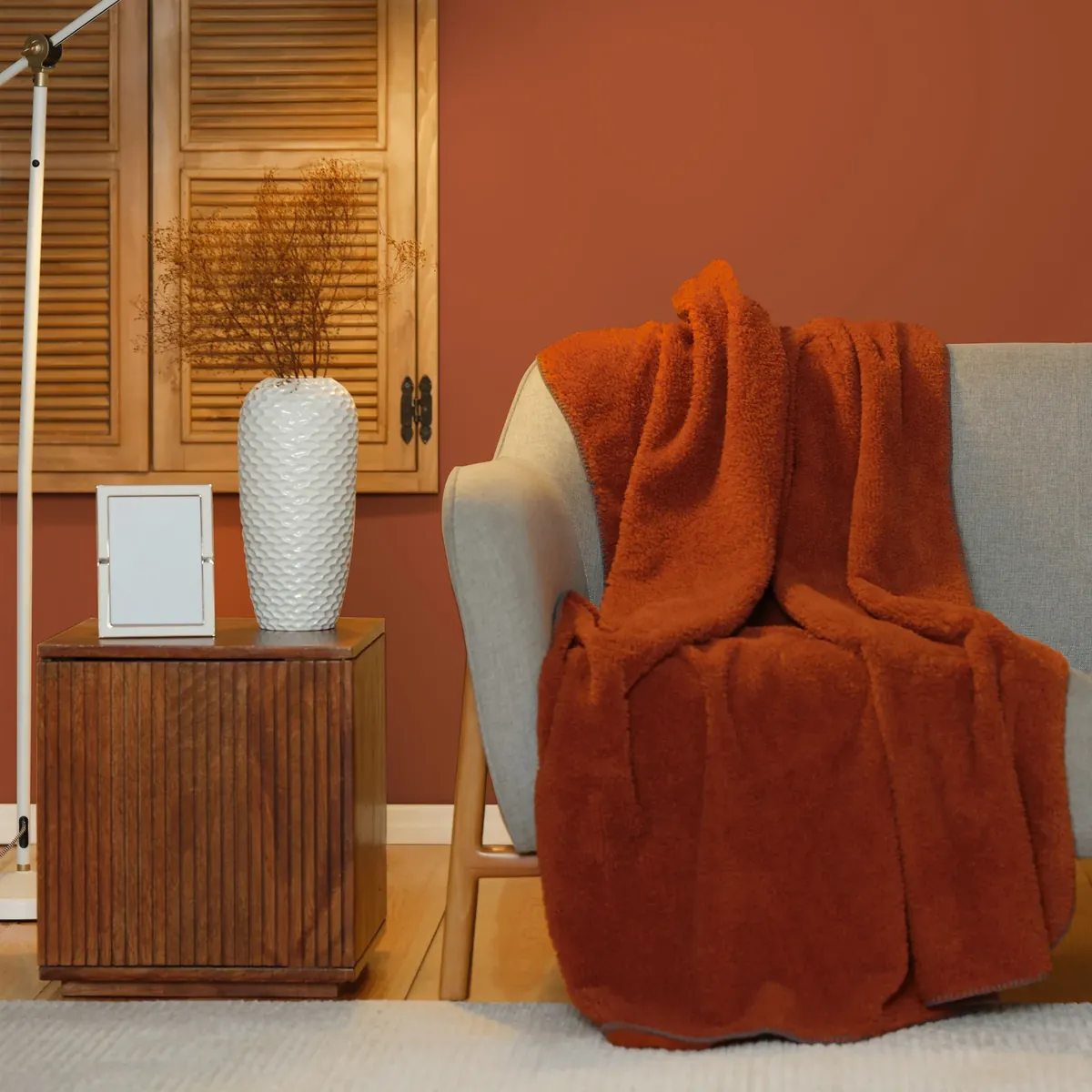 Karaca Home Faye Terracotta Wurfdecke 115x160 cm