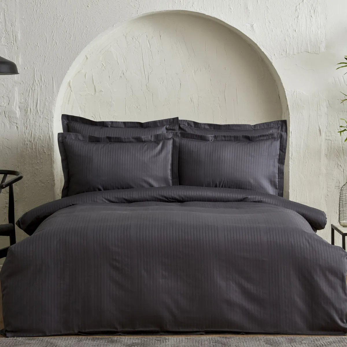 Karaca Home Uniq 100% Baumwolle Sateen Doppel Bettbezug Set Anthrazit