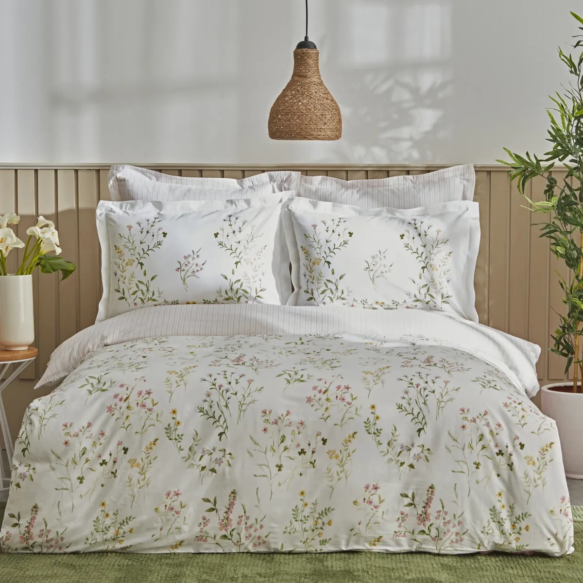 Karaca Home Sera 100% Baumwolle Doppelbett Bettwäsche Set Grün