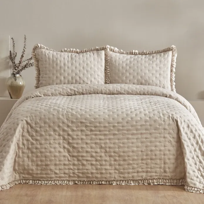 Karaca Home Viona Einzelbett-Tagesdecken-Set Beige