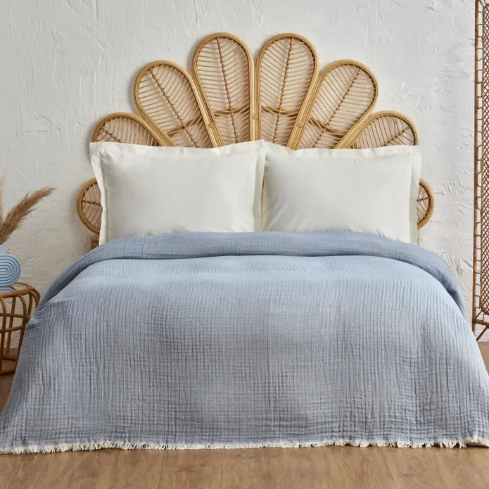 Karaca Home Perles Doppelbett Musselin Plaid Blau