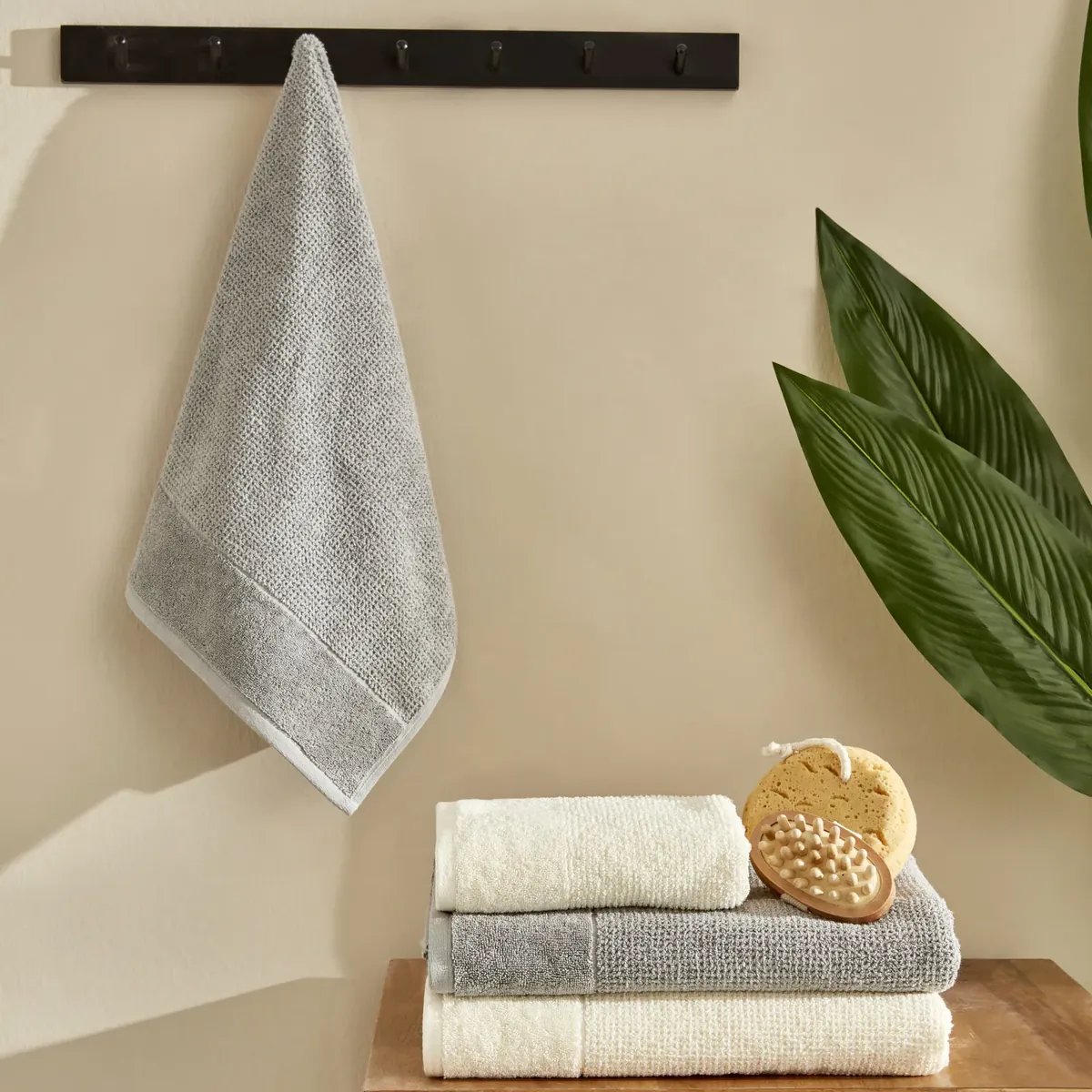 Karaca Home Doana hamam-set offwhite-grau
