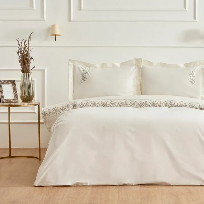 Karaca Home Maisa Doppelbett Besticktes Bettwäsche-Set Beige