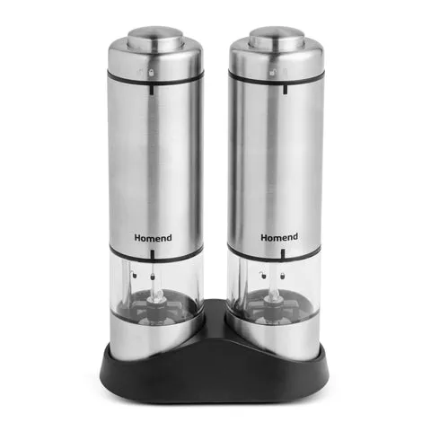 Homend Grindgo 6005UK Elektrische Salz- und Pfeffermühle, grau