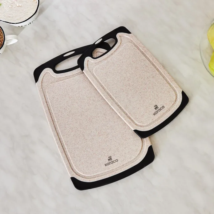 Karaca Daily Creme 2er-Set Schneidebrett in Granitoptik