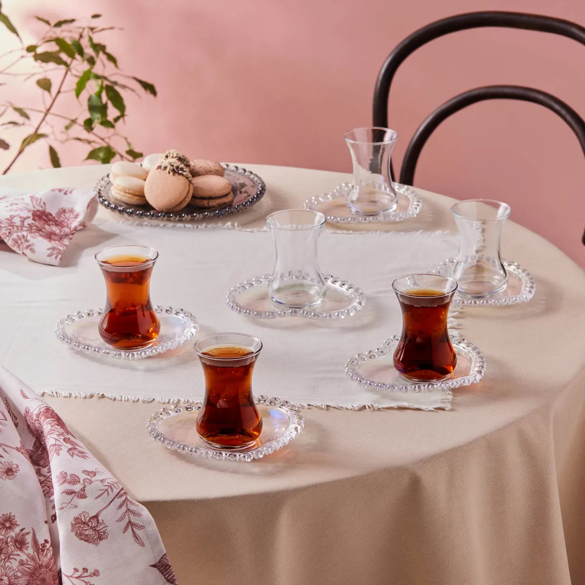 Karaca Rory 12-teiliges Glas Türkisches Teeset für 6 Personen, 14 cm