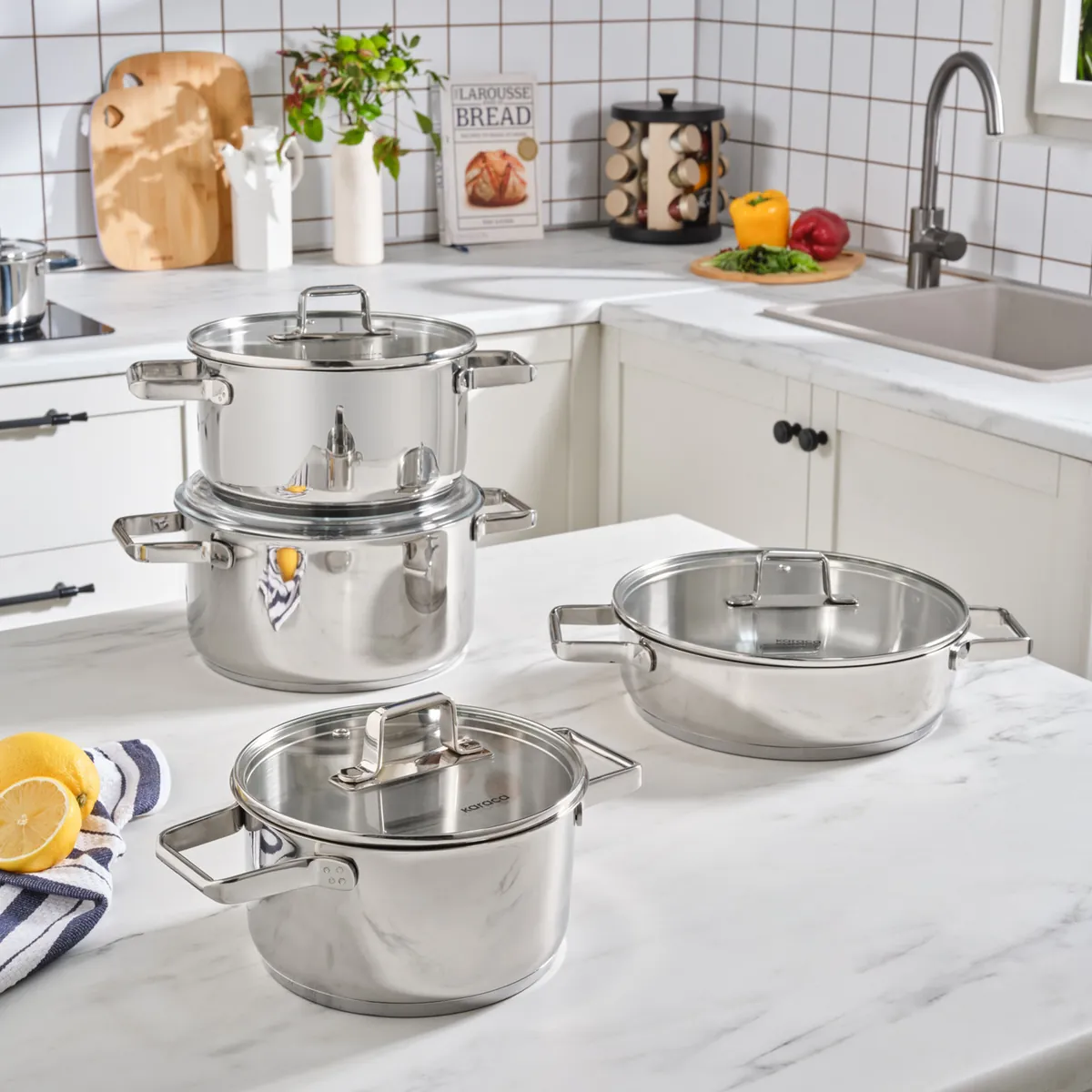 Karaca Valora, 8-teiliges Stahlkochgeschirr Set, Induktion