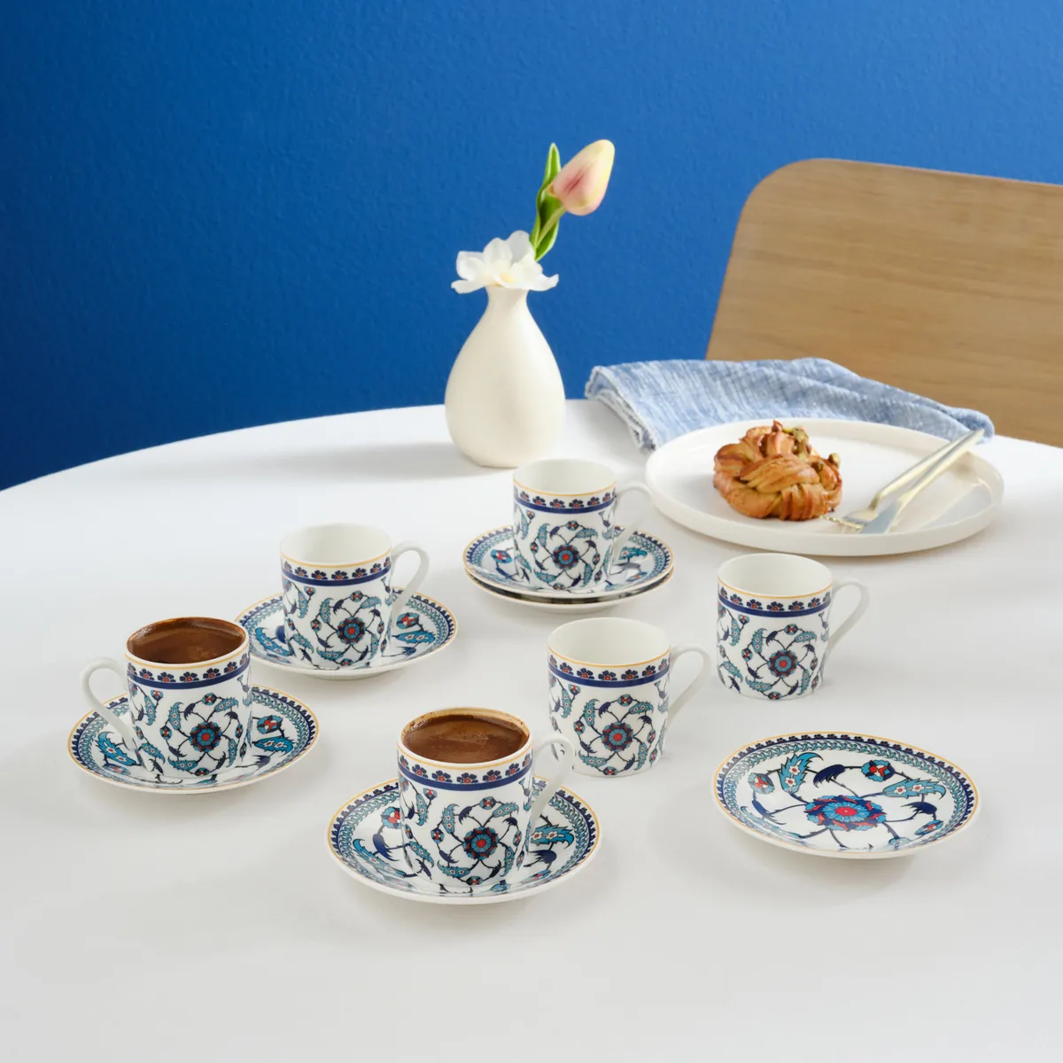 Karaca Rumi Kaffeetassenset für 6 Personen, 80 ml