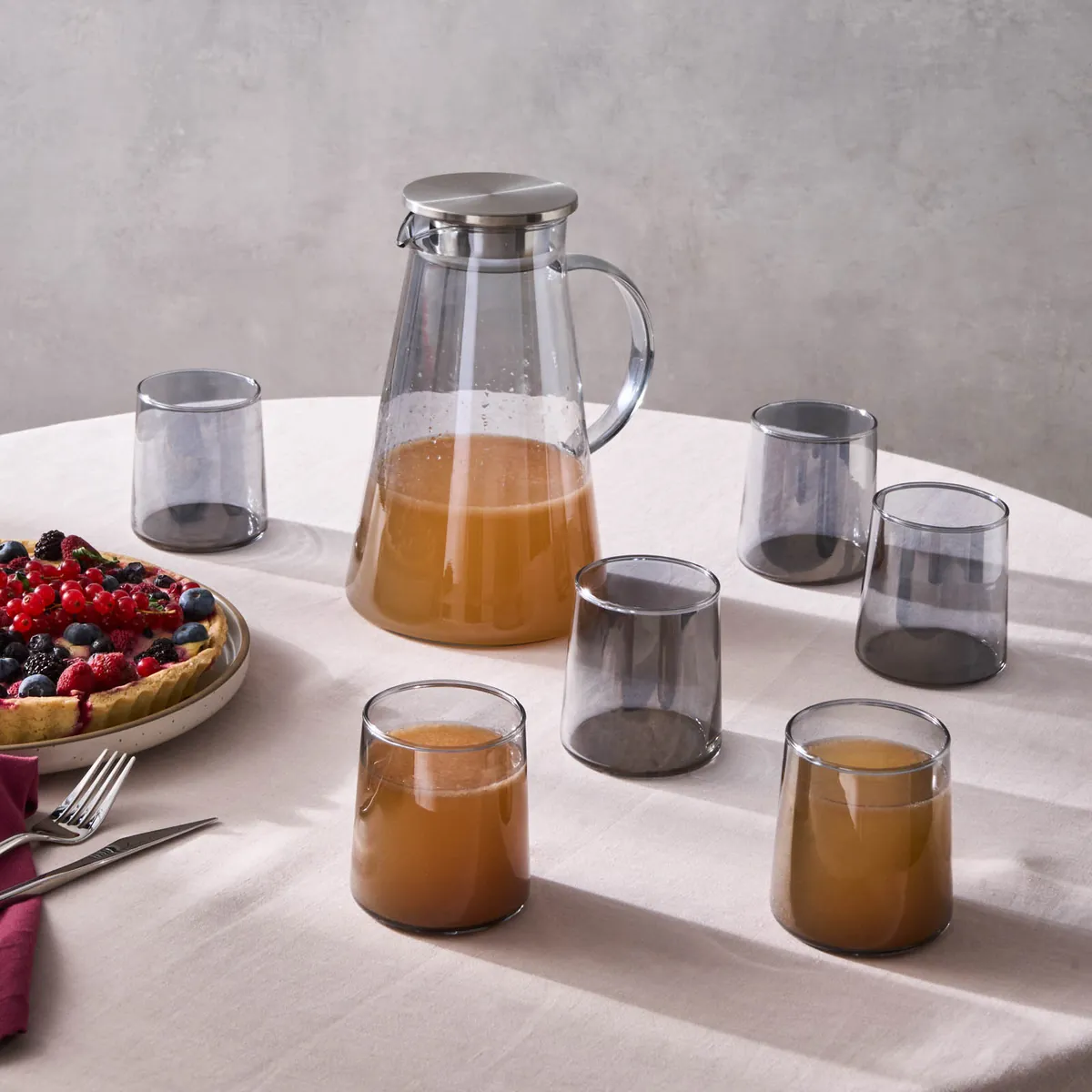 Karaca Serene 7-teiliges Gläser Set, Anthrazit