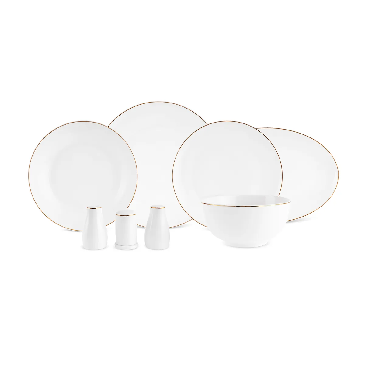 Karaca Elegance Bone Esbelto 53-teiliges Tafelservice für 12 Personen – Gold