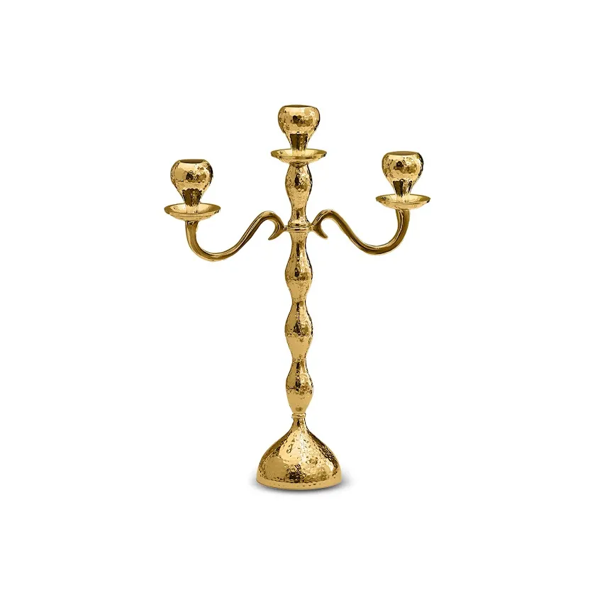 Karaca Arlen 3er Kerzenhalter Gold 38x29 cm