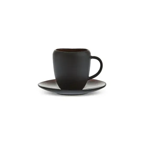 Karaca Earth Collection New Galactic 2-teiliges Espresso- und Türkischer-Kaffee-Set mit Reaktivglasur, 100 ml, Für eine Person, Schwarz